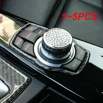 1 ~ 5PCS automobilio anglies pluošto rėmas medijos mygtukui lipdukų rankenėlės dangtelis skirtas F10 F20 F30 F34 F07 F25 F26 F15 F16 Auto