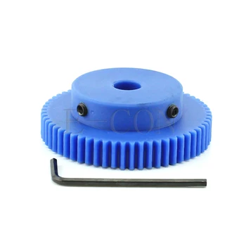 1vnt 1 modulis Mėlyna nailono pavara 1M-60T 60 dantys 6-20mm dantų plotis 10mm variklis nailoninis krumpliaračio ratas su žingsniais