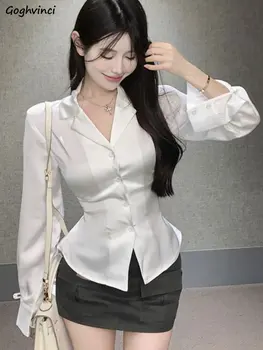 2 vnt Komplektai Moterų biuras Panelė Kietas tvarsčio dizainas Balti marškiniai Mini sijonai Liekni Seksualūs vintažinio korėjietiško stiliaus Hotsweet gatvės drabužiai