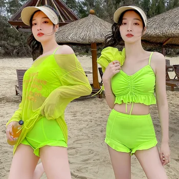 2021 Nauji korėjiečių moterų maudymosi kostiumėliai Seksualus raukinių raištelis 