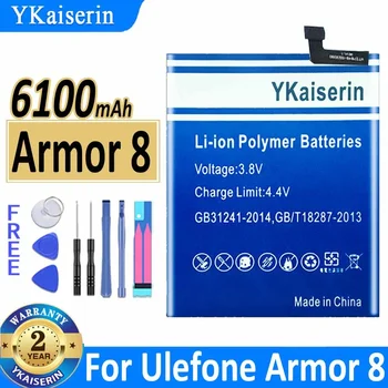 6100mAh YKaiserin baterija Ulefone Armor 8 Armor8 mobiliojo telefono Bateria garantija