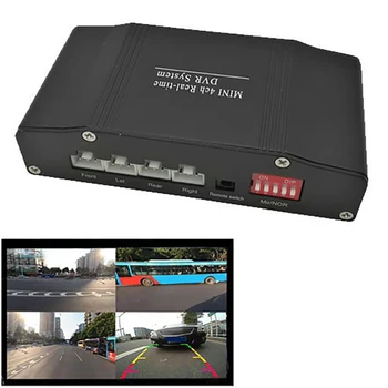 Automobilio DVR įrašymo įrenginys Parkavimo pagalba 4 krypčių vaizdo jungiklio kombaino dėžutė 360 laipsnių palaikymas L / R / priekinis / galinis vaizdas Kamera