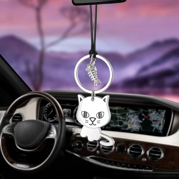 Automobilio pakabukas Mados papuošalai Katės mėgsta žuvį Kaulų žavesys Galinio vaizdo veidrodėlių apdaila Pakabinamas automobilių dekoras Automobilių aksesuarai Stilius
