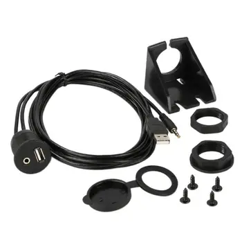 automobilio prietaisų skydeliui Moto praplovimo montavimo skydelis USB 2.0 3.5mm M / F AUX švino prailginimo kabelis
