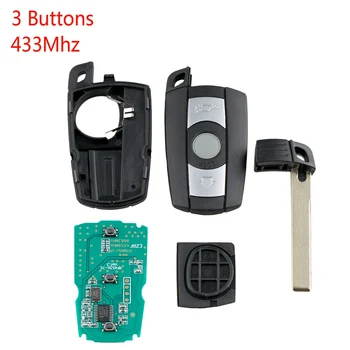 Car Smart Remote Key 3 Mygtukai, tinkantys BMW 3/5 serijai X5 X6 Cas2 Cas3 433Mhz