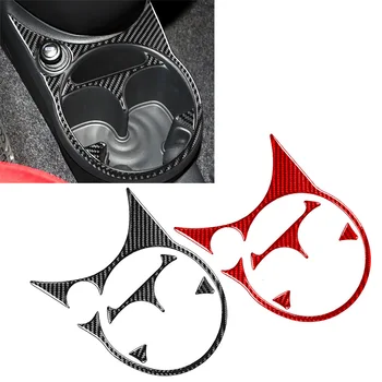 Carbon Fiber Car Central Console Water Cup Holder Panel Cover Decoration Lipdukų priedai Fiat 500 2012 2013 2014 2015