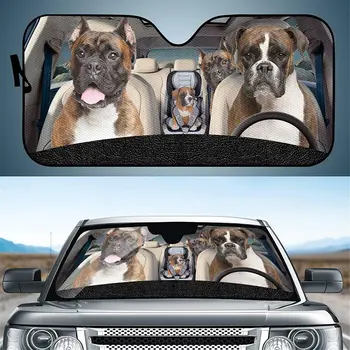 Coloranimal Cool Animal Driving Boxer Dog Car Front Shield Front Window Front Shield Shade-Folding Patvarus automatinis saulės skydelis apsaugai