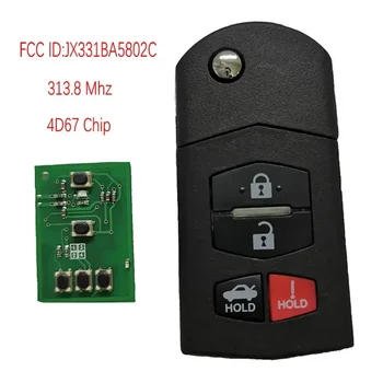 Datong World Car Remote Key for Mazda FCC ID JX331BA5802C 313.8 Mhz 4D63 Chip Auto Smart Control Replace 