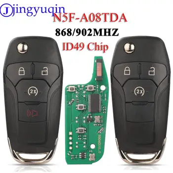 jingyuqin N5F-A08TDA Remote Car Key Fob 868/902MHZ PCF7945P/HITAG PRO 49 Chip for Ford F-150 F-250 F-350 Flip Keyless Entry