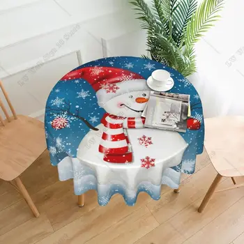 Kalėdų sniego senio snaigė Apvalaus stalo dangtis Plaunamas poliesterio stalo audinys virtuvės vakarėliui Piknikas Valgomasis Dekoras 60 colių