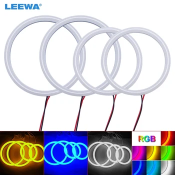 LEEWA 2X120mm 2X100mm Automobilių halo žiedai Medvilniniai žibintai SMD LED angelų akys BMW E92 DRL balta/mėlyna/geltona/RGB #CA3975