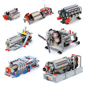 MOC Creative High-tech Parts Kit V10 V12 V14 V16 Variklio cilindrų statybiniai blokai Kaladėlės Automobilių modeliai 
