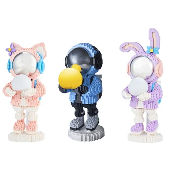 Mėnulio astronautų mikro statybinio bloko laikymas Šviečiantis Disney Linabell StellaLou erdvėlaivio kaladėlių figūrėlės žaislai eksponavimui