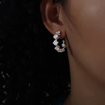  Nauji C formos lašiniai auskarai Populiarus dizainas Geometrinis moterims Merginos Papuošalai Cirkoniniai auskarai Vestuvės