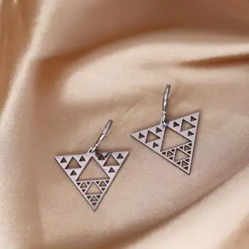 Nerūdijančio plieno Sierpinski trikampis lankelis Auskarai moterims Skanūs papuošalai Geometrija Auskaras Geriausia dovana