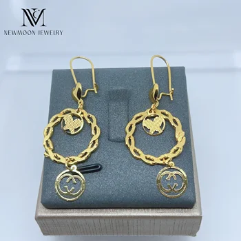 NewMoon papuošalai 24K aukso dengimo papuošalai Aukso spalvos auskaras moterims Arabų žavesio auskarai Banketų papuošalų dovana