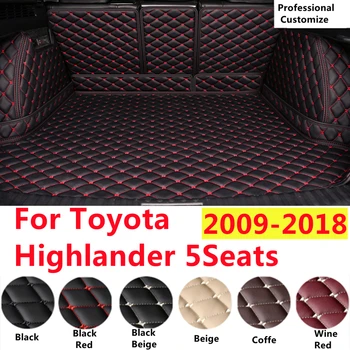 SJ Full Set Custom Fit For TOYOTA Highlander 5S XPE Leather Waterproof Car Trunk Mat Tail Boot Tray Tray Liner Cargo Rear Pad Cover