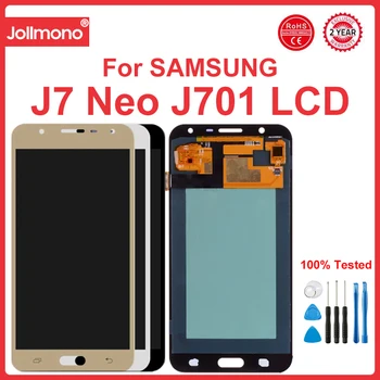 Super AMOLED J701 ekranas, skirtas Samsung Galaxy J7 neo J701 J701F J701M J701MT LCD ekranas Jutiklinio ekrano surinkimas