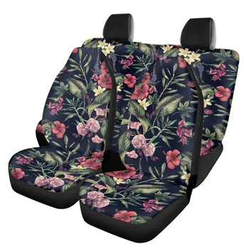 Universal Car Protector Tropical Hibiscus Design Car Seat Cover Set Patvarūs priekinių/galinių sėdynių užvalkalai Auto Intorior Decor Easy