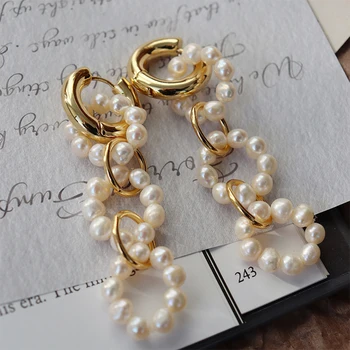 Vintažinis temperamentas Rankų darbo perlas sujungė auskarus moteriškai merginai Ausų lašų dovana Vakarėlis puikus Papuošalai