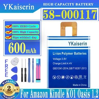 YKaiserin 600mAh 58-000117 Pakaitinė baterija Kindle Oasis 1 2 E-Book Oasis1 Oasis2 KO1 KO2 58000117 Batteria