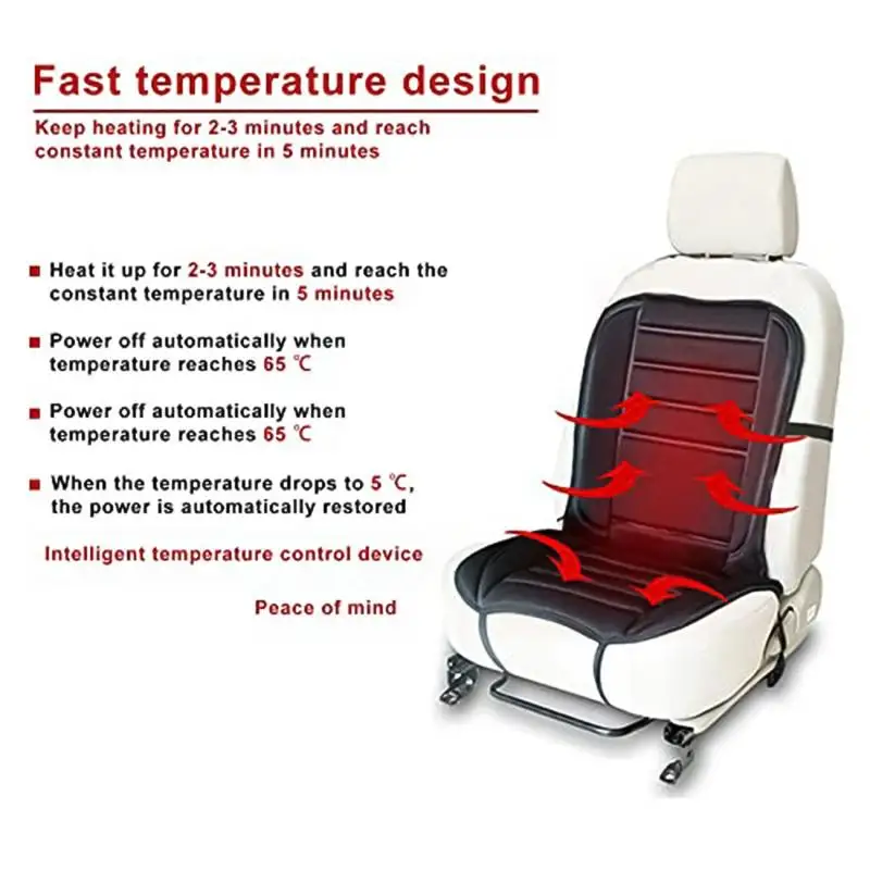 12V Šildoma automobilio sėdynių pagalvėlė Automobilinės kėdutės šildytuvas Šildomas automobilinės sėdynės užvalkalas Žieminės sėdynės šildymas Automobilių priedai Šildymo pagalvėlės Universalios