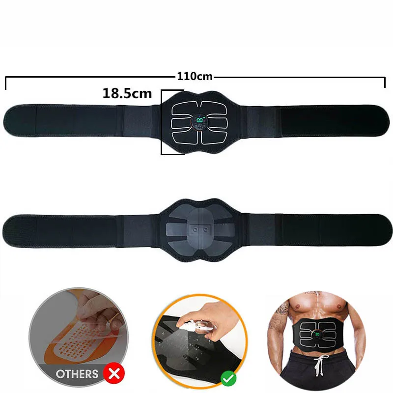 EMS raumenų stimuliatorius vibracija kūno lieknėjimo diržai abs treniruoklis pilvo tonizavimas diržas USB papildymas svorio metimas fitneso masažuoklis