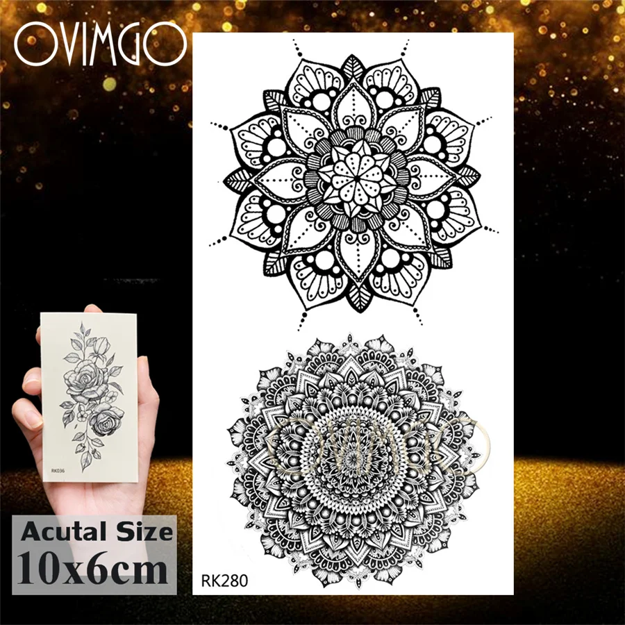 Gėlių mėnulio geometrinis trikampis Laikinas tatuiruočių popierius vyrams Moterys Kūno meno ranka Atgal Tatoo Netikras 3D tatuiruotės lipdukas