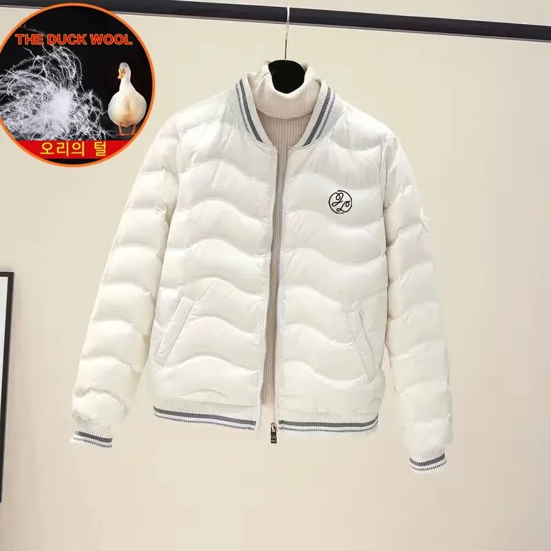 Korėja Golfo apranga moterims Madinga pūkinė striukė Laisvalaikio sportas Golfo paltas Žieminė anties plunksna Laikykite šiltus moteriškus golfo striukės drabužius
