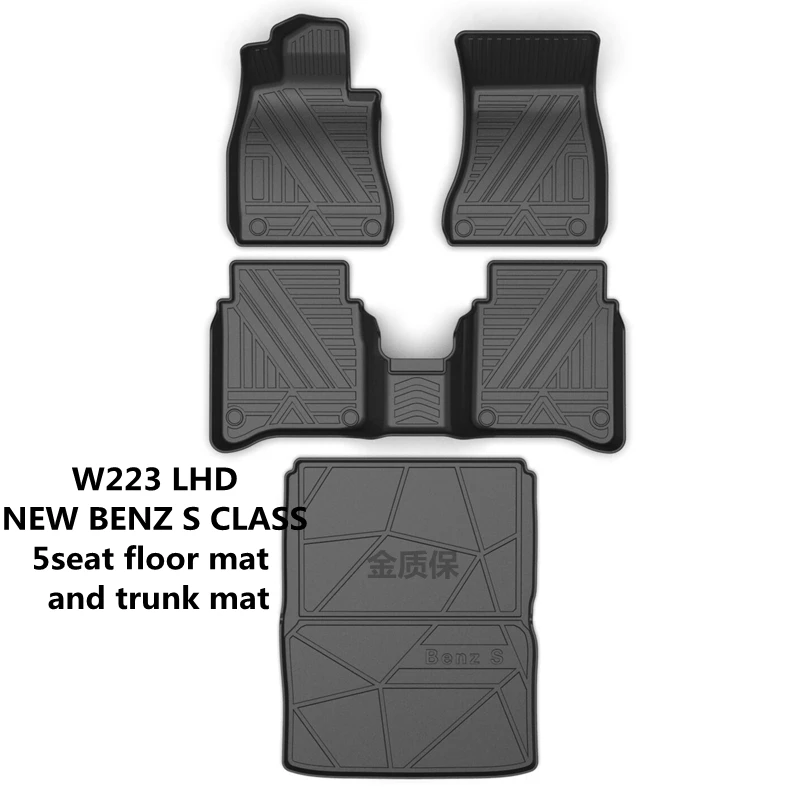 Naudokite Benz W223 S500S600 S450 automobilių kilimui Benz W223 automobilių grindų kilimėlis Benz W223 viso komplekto apdaila, tinkanti vandeniui atspariems grindų kilimėliams W223
