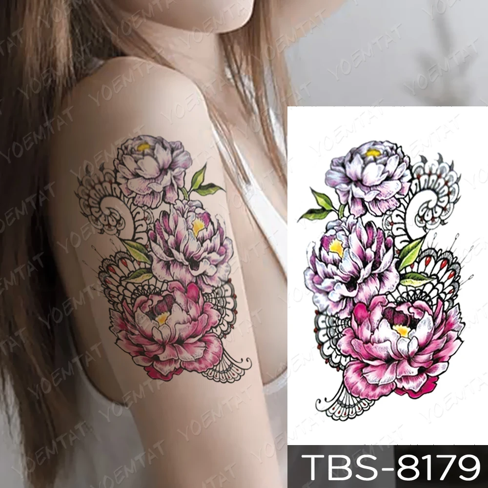 Neperšlampamas laikinas tatuiruotės lipdukas Rožės plunksna 