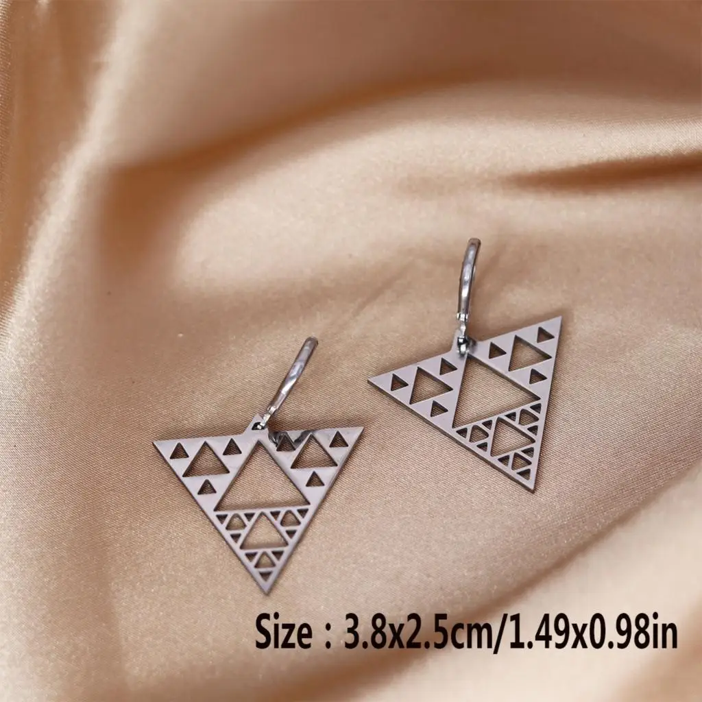 Nerūdijančio plieno Sierpinski trikampis lankelis Auskarai moterims Skanūs papuošalai Geometrija Auskaras Geriausia dovana