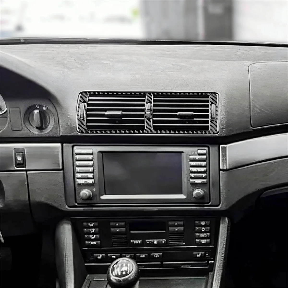 skirta BMW 5 serijos E39 1998-2003 minkšto anglies pluošto centrinei konsolei Oro ventiliacijos rėmo dangtelio apdailos salono priedai