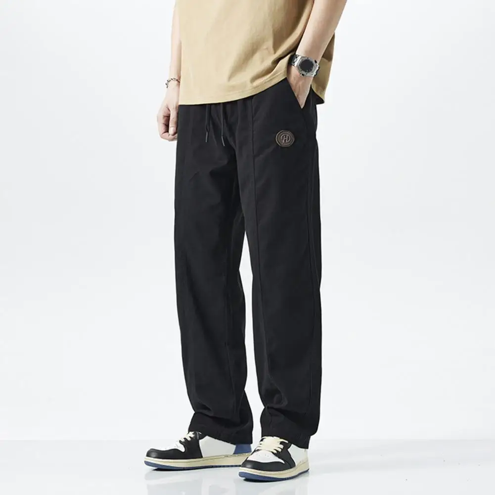 Vyriškos poliesterio sportinės kelnės Retro stiliaus vyriškos plačių kojų krovininės kelnės su elastinėmis juosmens kišenėmis patogiam stilingam kasdieniam dėvėjimui