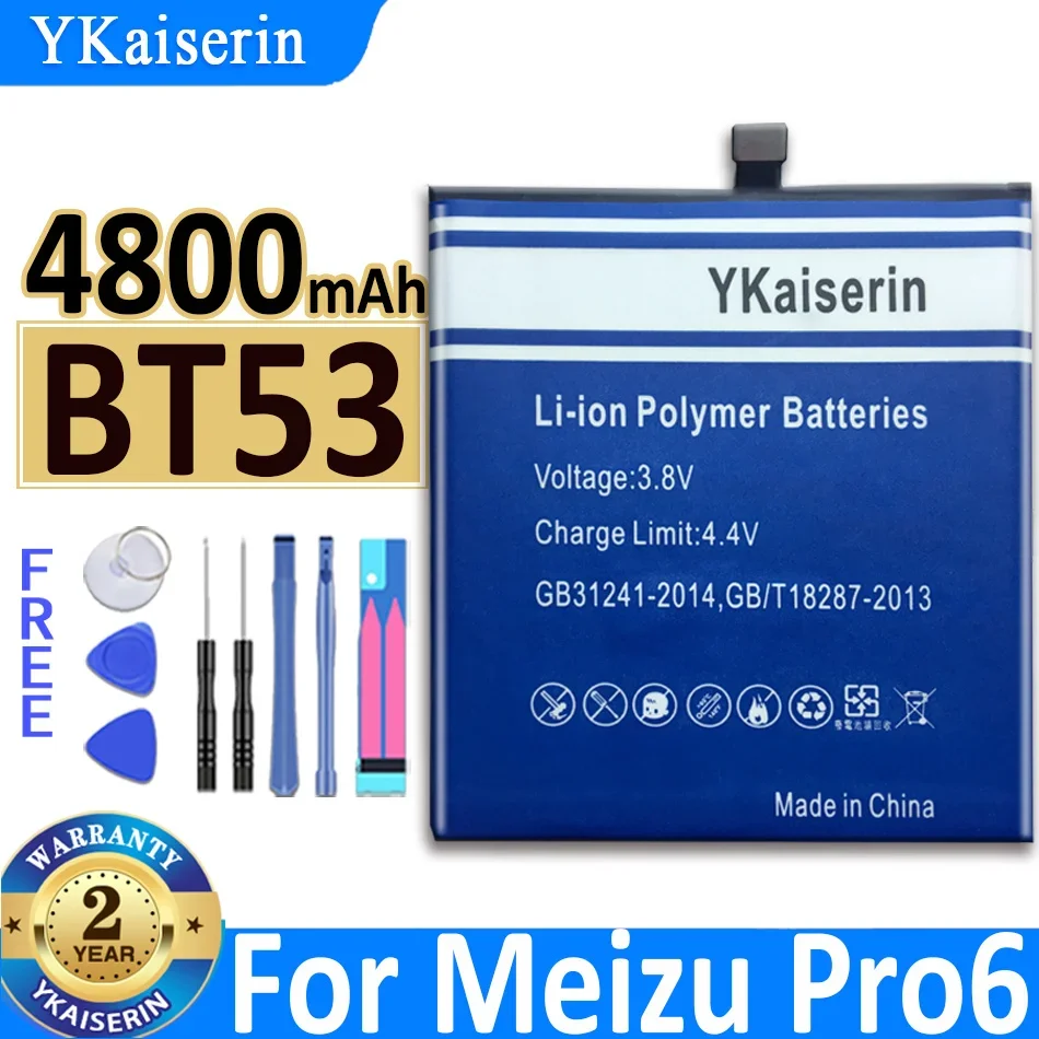YKaiserin baterija BT53 BT53S skirta Meizu Pro 6 6S Pro6 Pro6S M570Q-S mobiliųjų telefonų baterijos + nemokami įrankiai