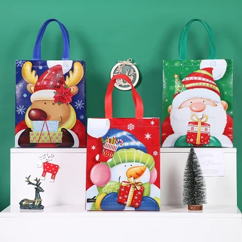 1 PC 2024 m. kalėdiniai neaustiniai dovanų maišeliai Naujųjų metų vakarėlio reikmenys Santa Sniego senis Briedis Nuga Sausainių laikymo maišelis