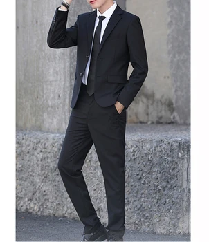 2023 Klasikinis juodas vyriškas kostiumas 2 vnt Slim fit Man Business Work Wear Vyriški švarkai Jaunikis Vestuviniai kostiumai Smokingas Švarkas Kelnių komplektai