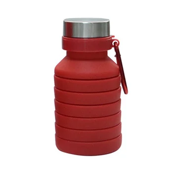 550ML sulankstomas puodelis sportinis kelioninis puodelis sulankstomas sulankstomas teleskopinis silikoninis vandens butelis lauko vandens puodeliai, raudoni