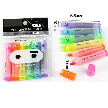 6PCS/Set Rabbit Mini Highlighter Pen Marker Pens Kawaii Kanceliarinės medžiagos Escolar Papelaria rašymo mokykliniai reikmenys