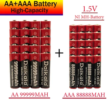 AA+AAA Baterija Naujas prekės ženklas 1.5VAA Didelės talpos 99999mAh+1.5VAA88888mAh Šarminis 1.5Vclock žaislinis fotoaparatas Baterija įkraunama baterija