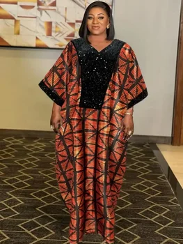 Afrikietiškos suknelės moterims Sequin Dashiki Long Maxi suknelė Musulmonų mada Abaya tradicinė Afrikos drabužių fėja 2024 pavasaris