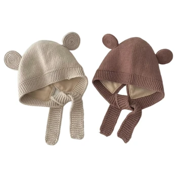 Beanie Hats Earflaps Baby Hat Bear Bonnet Cap Winter Hat for 0-3Years Baby