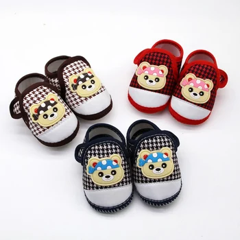 Cartoon Bear Baby Shoes Boy Girl Anti-Slip Flat Shoes Casual Walking Sneakers Toddler Soft Paded First Walkers Newborn Prewalker