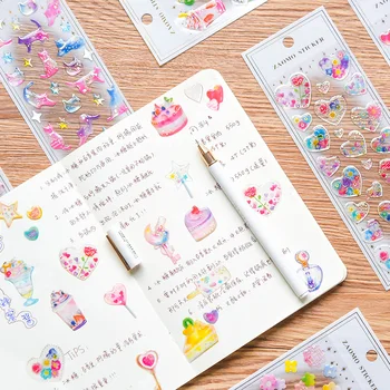 Creative Pocket Book Sticker Cartoon Crystal Sticker Pasidaryk pats dienoraščio dekoravimas Skaidrus stereo lipdukas Mobilus lipdukas