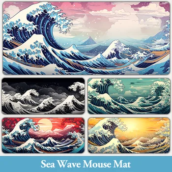 Didelio dydžio jūros banga 900x400MM pelės kilimėlis Ukiyo 800x300MM žaidimo kilimėlis neopreno guma su viršutiniu audiniu 600x300MM stalo dangtelis
