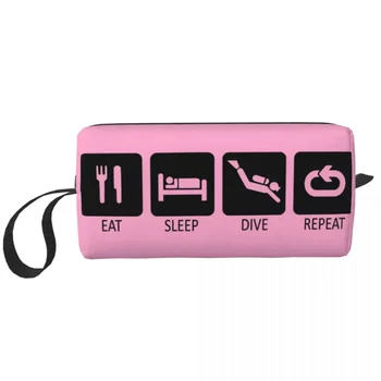 Eat Sleep Dive Repeat Black Travel Cosmetic Bag Scuba Diving Toiletry Makeup Organizer Beauty Storage Bags Dopp Kit Case Box