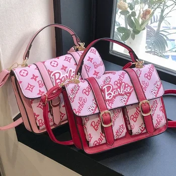 Fashion Barbie Pink Messenger krepšys mergaitėms Rankinė Laiško raštas Pečių kvadratiniai krepšiai Moterims Derantys drabužiai Aksesuarai Dovana