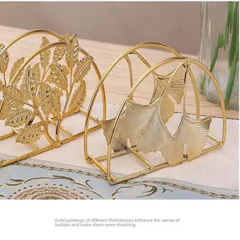 Geležinių servetėlių laikiklis Ginkgo Gold stalviršis laisvai stovintis audinių dozatorius 4.5 x 2.75 colių stovintis servetėlių dozatoriaus stalas