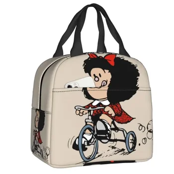Happy Cycling Mafalda Pietų dėžutė moterims Animacinių filmų aušintuvas Terminis maistas Izoliuotas Pietų krepšys Vaikai Mokyklos vaikai Piknikas Tote krepšiai