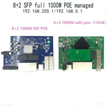 IP valdymas 8 prievadų 10/100/1000Mbps PoE eterneto jungiklio modulis valdomas jungiklio modulis su 2 gigabitų SFP lizdų gigabitiniu jungikliu